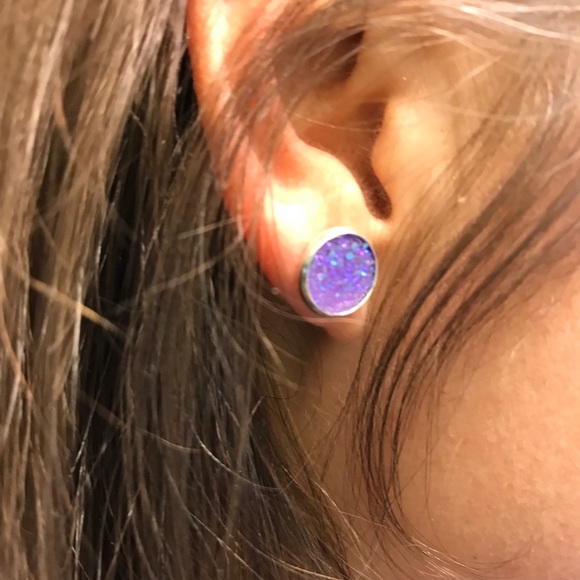 NEW!๐๐CIRCLE DRUZY EARRING!๐๐GLITTERING RESIN! - Picture 6 of 8